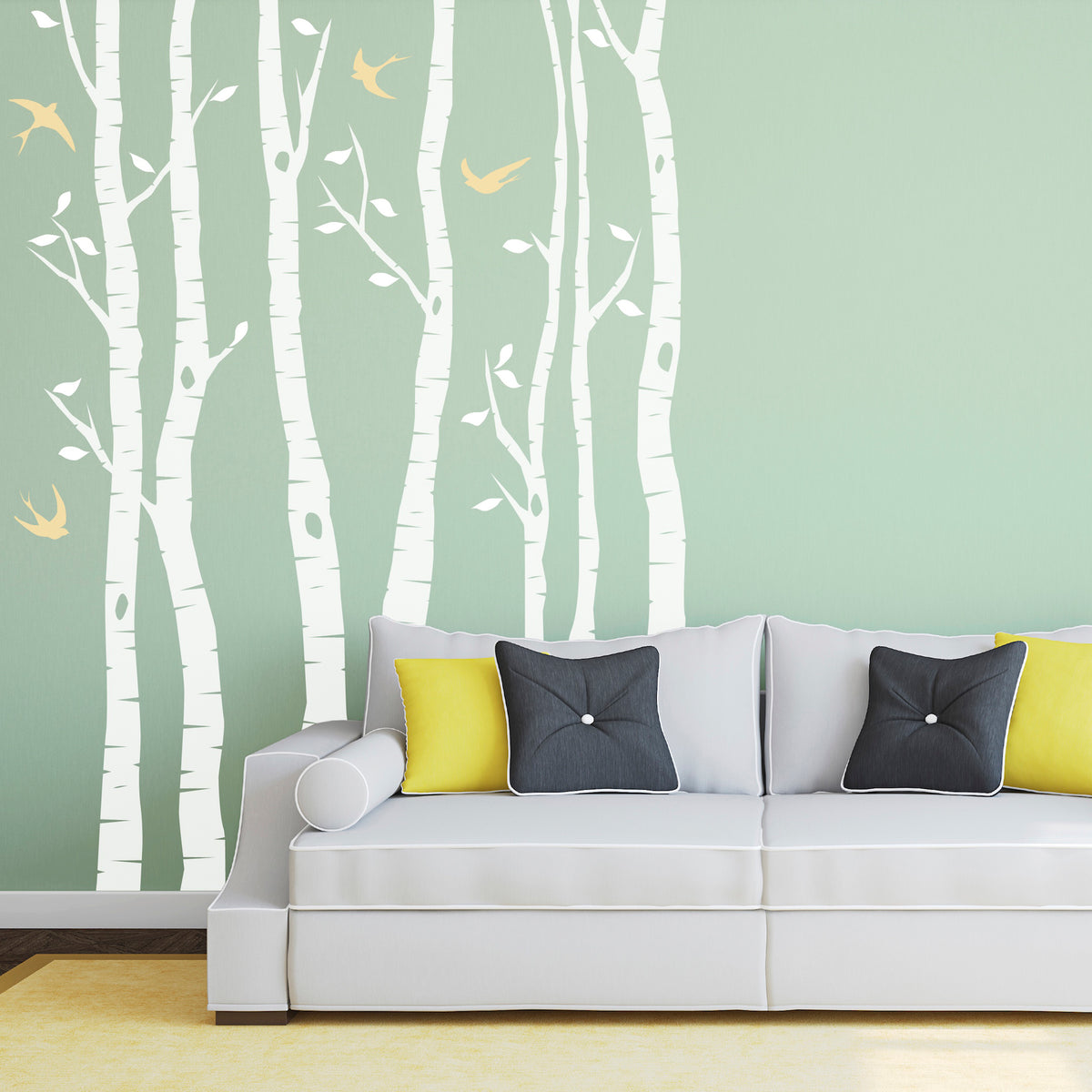 Vinyl Wall Decals Trees Wall Sticker Baby Nursery Children Wall Decor Home  Decor Wall Hanging Two Branch Corner With Flying Birds 