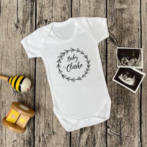 Personalised Wreath Baby Bodysuit