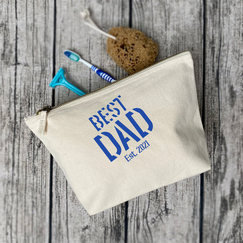 Best Dad Washbag - Best Dad Est Pouch - Personalised Fathers Day Wash-bag - Best Dad Gift