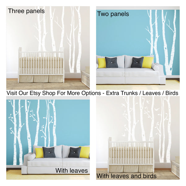 Birch Tree Wall Sticker Silver Birch Tree Decal – Three Panels Wall Art