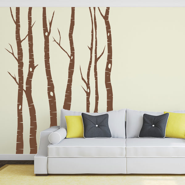 Birch Tree Wall Sticker Silver Birch Tree Decal – Three Panels Wall Art