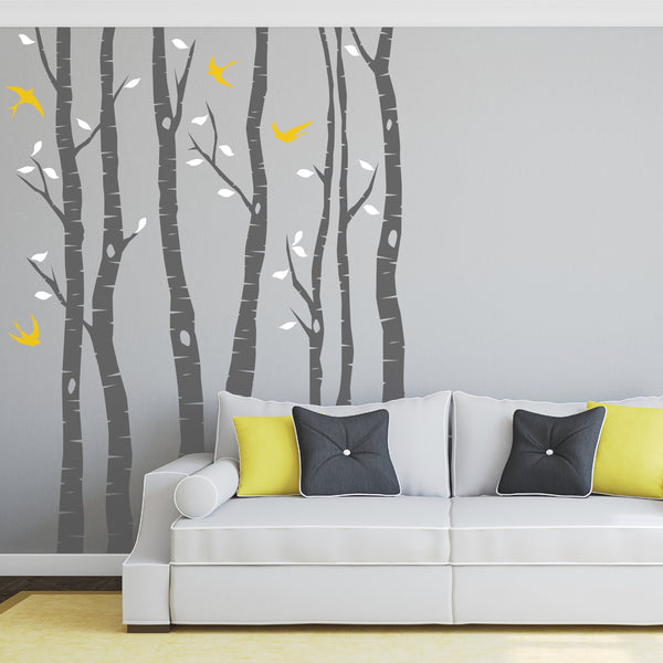 Birch Tree Wall Sticker Silver Birch Tree Decal – Three Panels Wall Art