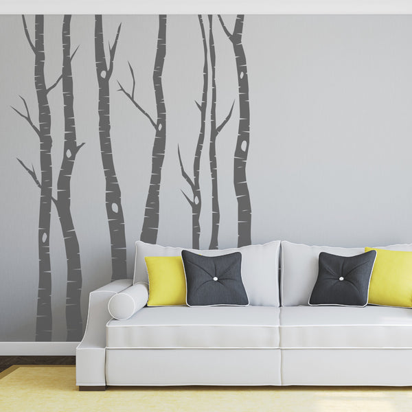 Birch Tree Wall Sticker Silver Birch Tree Decal – Three Panels Wall Art