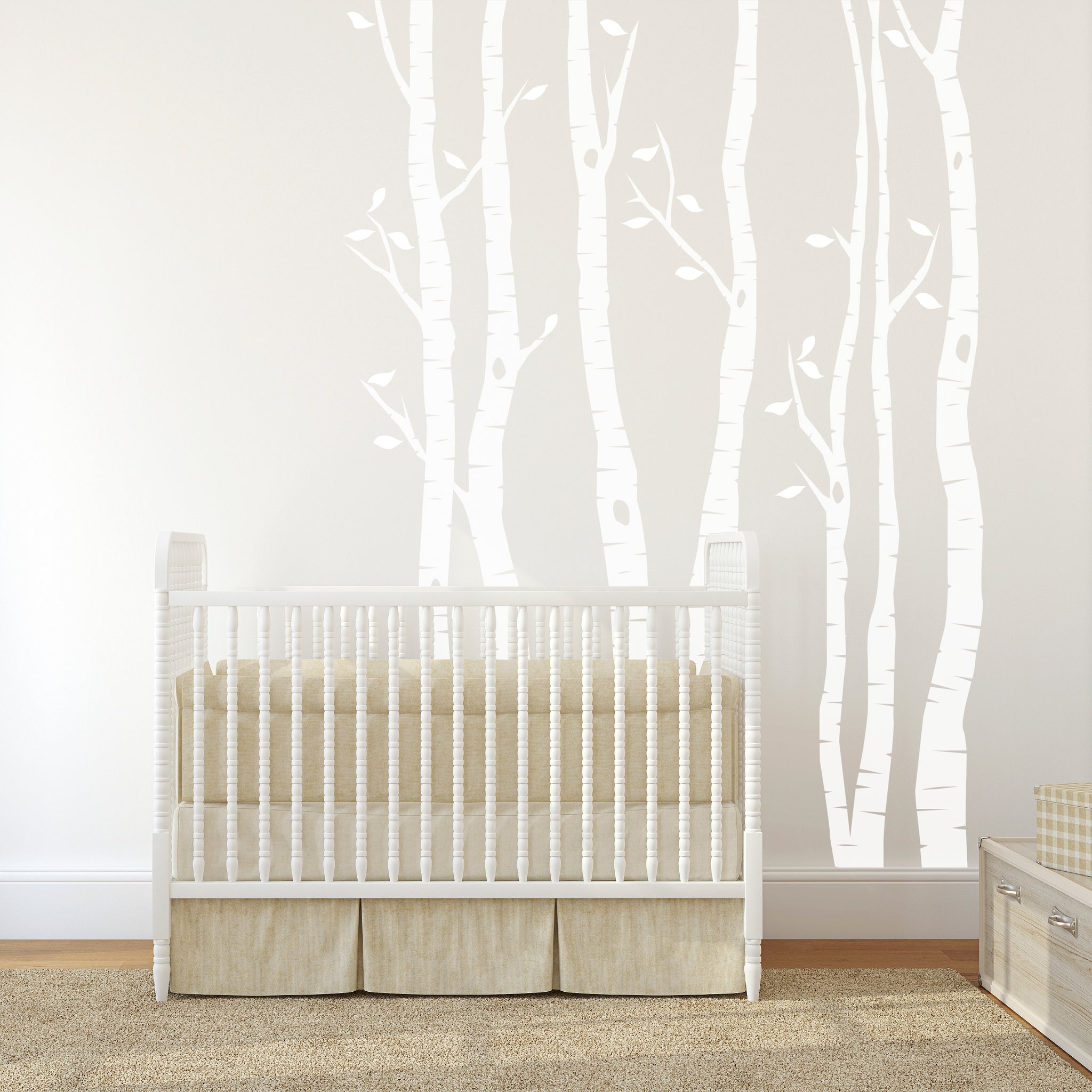 Birch trees wall decals, white tree decal, tree wall decals, vinyl wall decal, wall stickers 2024 nursery, birch tree-set of 6 trees-DK243