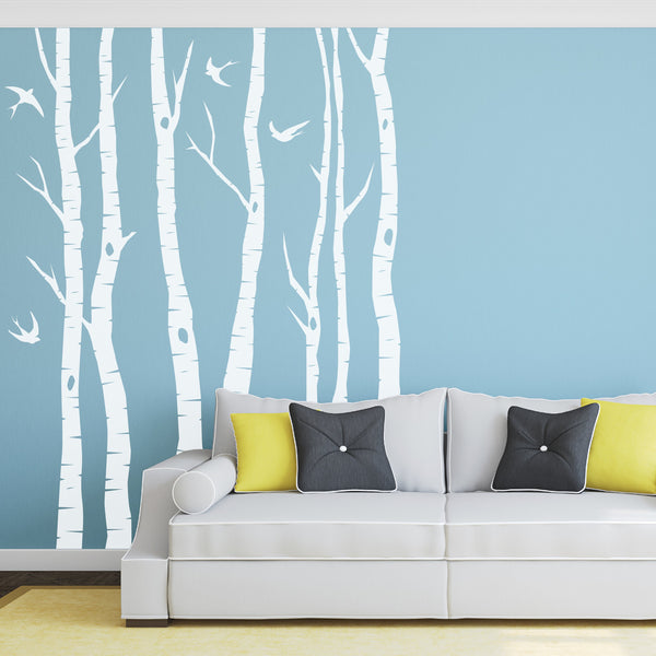 Birch Tree Wall Sticker Silver Birch Tree Decal – Three Panels Wall Art