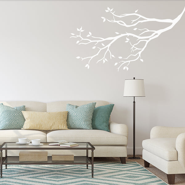 Branch Wall Sticker with Birds and Leaves - Branch Wall Decal - Tree Branch Wall Decal