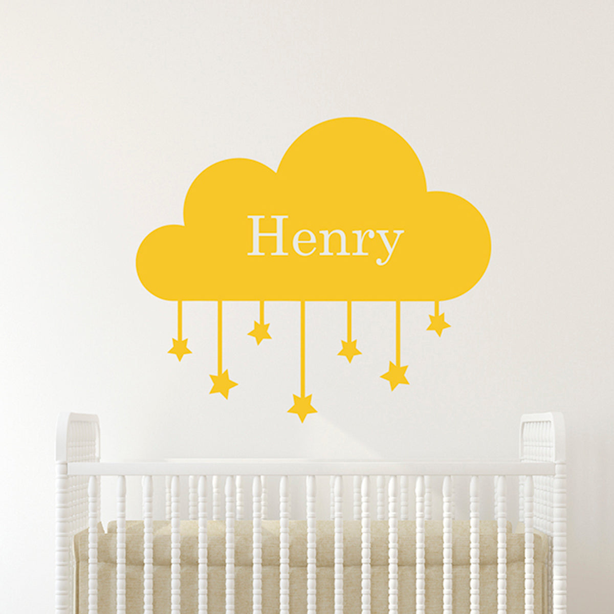 Personalised Cloud with Hanging Stars Wall Sticker