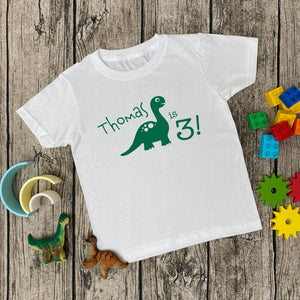 Personalised Dinosaur Birthday T-Shirt