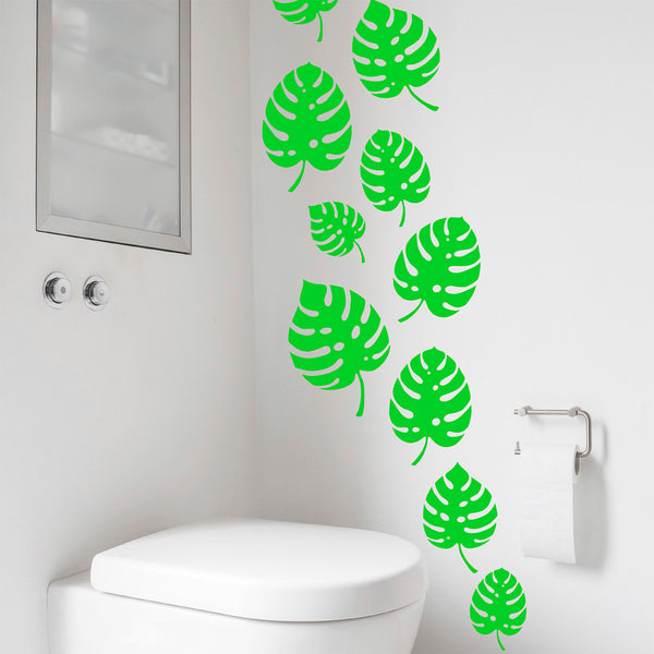 Tropical Jungle Leaves  – Wild Bedroom Cheese Plant Leaf Wall Stickers