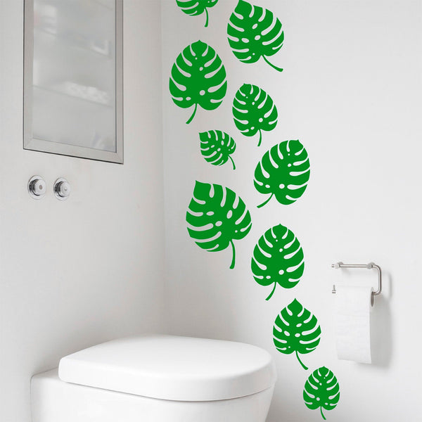 Tropical Jungle Leaves  – Wild Bedroom Cheese Plant Leaf Wall Stickers