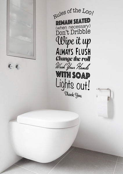 Rules of the Loo Decal Toilet Rules - Bathroom Lavatory Quote Wall Sticker