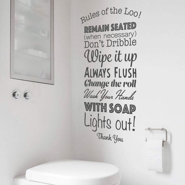 Rules of the Loo Decal Toilet Rules - Bathroom Lavatory Quote Wall Sticker