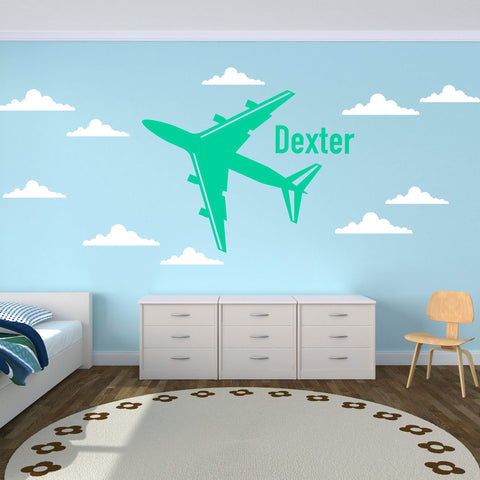 Personalised Aeroplane Wall Sticker Wall Sticker with Clouds