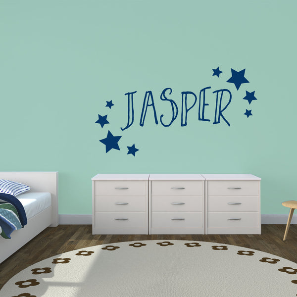 Personalised Name with Stars - Bespoke Space Themed Wall Sticker