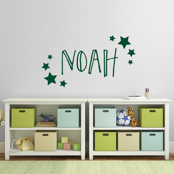 Personalised Name with Stars - Bespoke Space Themed Wall Sticker