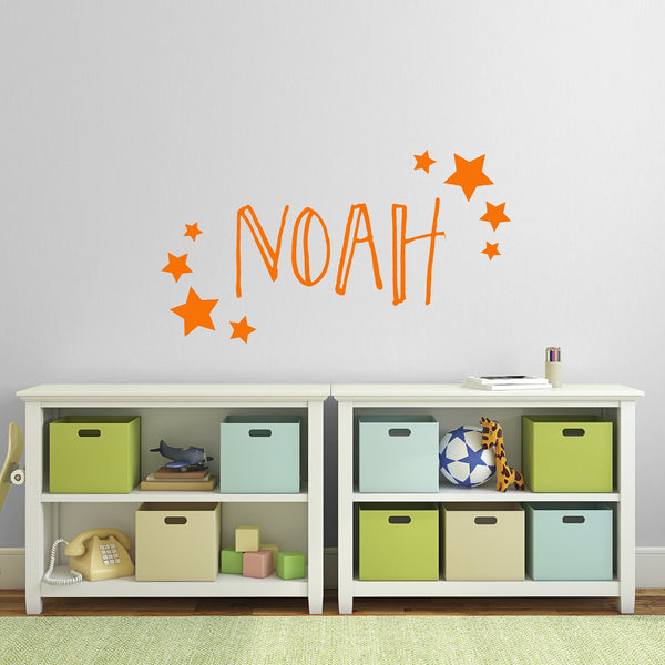 Personalised Name with Stars - Bespoke Space Themed Wall Sticker