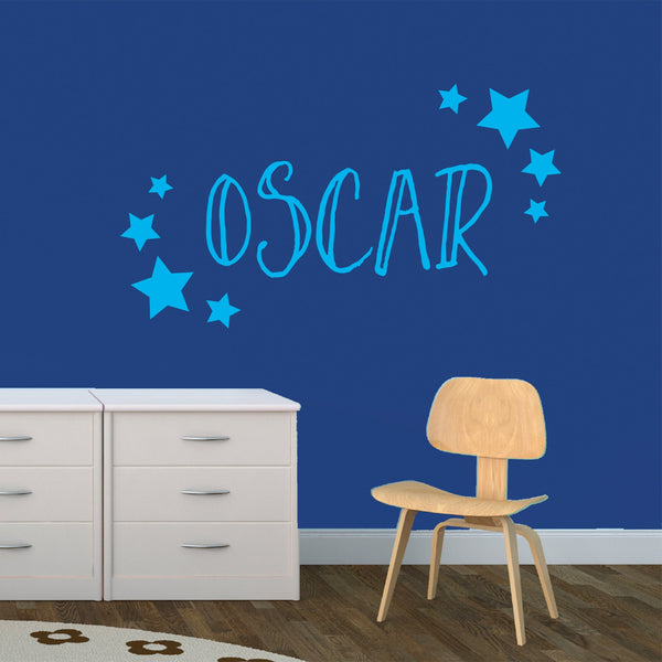 Personalised Name with Stars - Bespoke Space Themed Wall Sticker