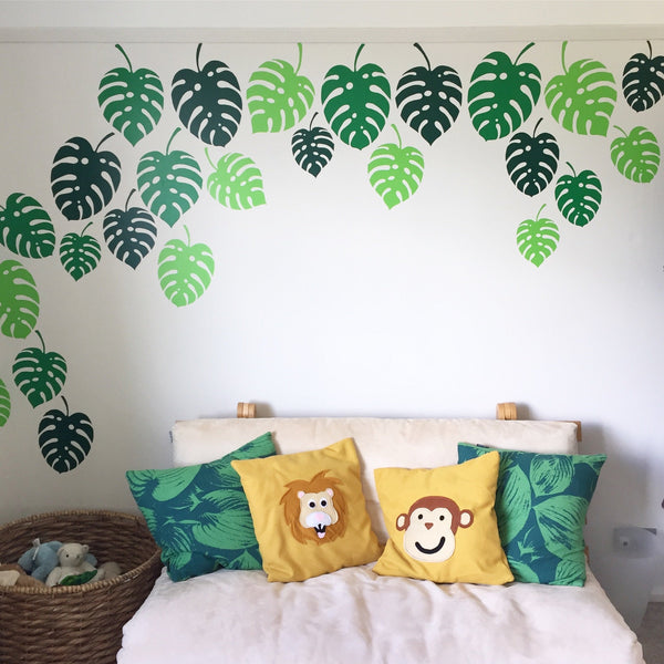 Tropical Jungle Leaves  – Wild Bedroom Cheese Plant Leaf Wall Stickers