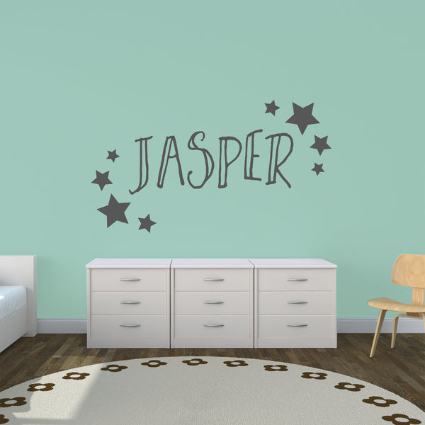 Personalised Name with Stars - Bespoke Space Themed Wall Sticker