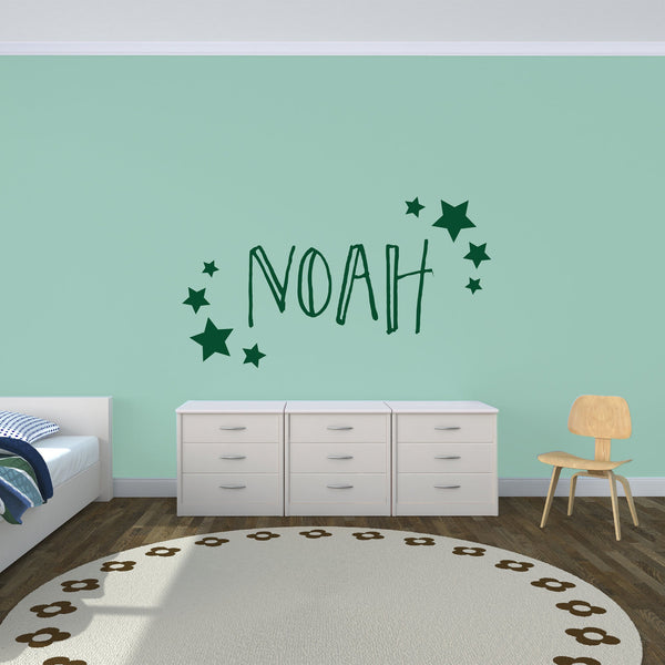 Personalised Name with Stars - Bespoke Space Themed Wall Sticker