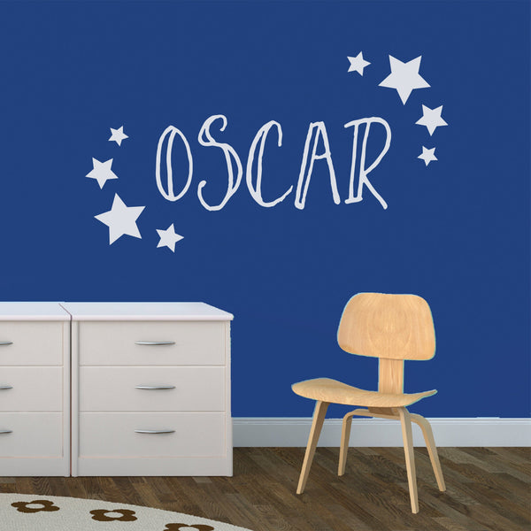 Personalised Name with Stars - Bespoke Space Themed Wall Sticker