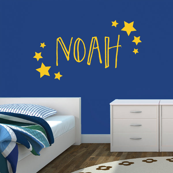 Personalised Name with Stars - Bespoke Space Themed Wall Sticker