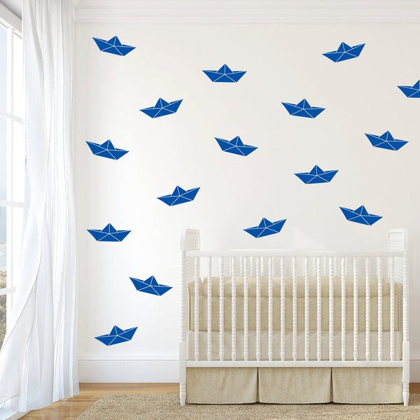 Origami Paper Sail Boat Pattern Wall Stickers