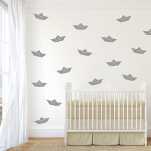 Origami Paper Sail Boat Pattern Wall Stickers