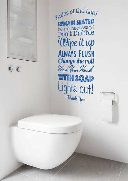 Rules of the Loo Decal Toilet Rules - Bathroom Lavatory Quote Wall Sticker