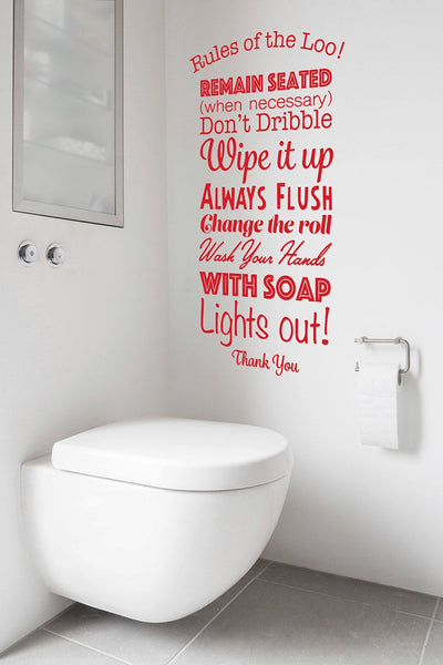 Rules of the Loo Decal Toilet Rules - Bathroom Lavatory Quote Wall Sticker