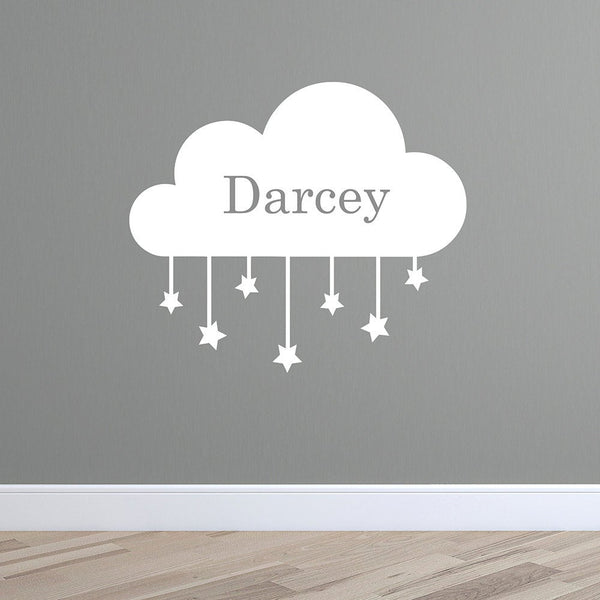 Personalised Cloud with Hanging Stars Wall Sticker