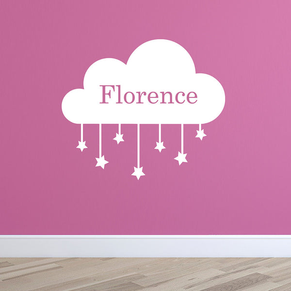 Personalised Cloud with Hanging Stars Wall Sticker