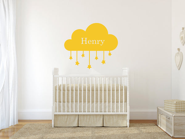 Personalised Cloud with Hanging Stars Wall Sticker