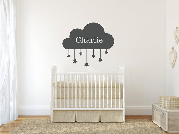 Personalised Cloud with Hanging Stars Wall Sticker