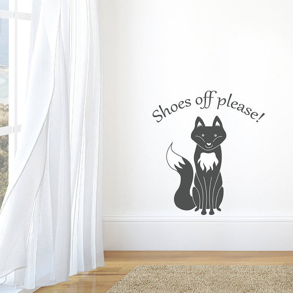 Shoes off please Fox Decal Entryway Hallway Wall Sticker