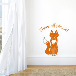 Shoes off please Fox Decal Entryway Hallway Wall Sticker