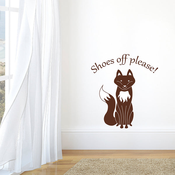 Shoes off please Fox Decal Entryway Hallway Wall Sticker