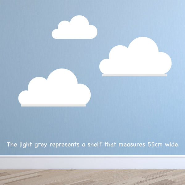 Set of 3 Super Size Clouds Wall Sticker – Nursery Floating Shelves