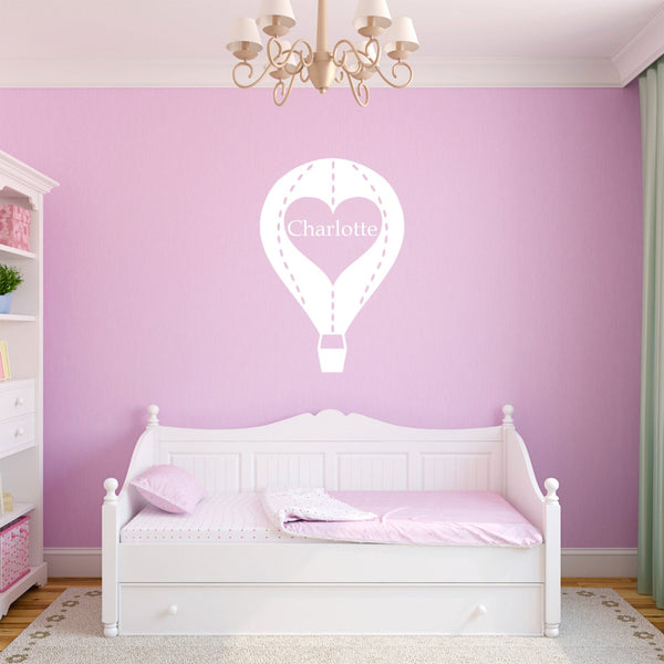 Personalised Hot Air Balloon Wall Sticker - Heart shaped