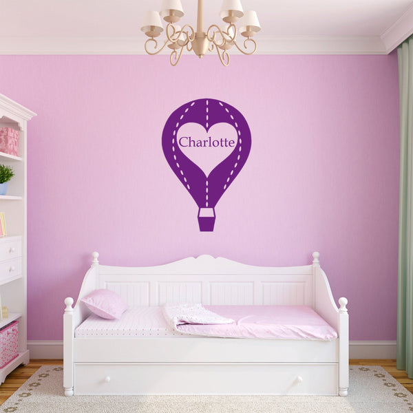 Personalised Hot Air Balloon Wall Sticker - Heart shaped